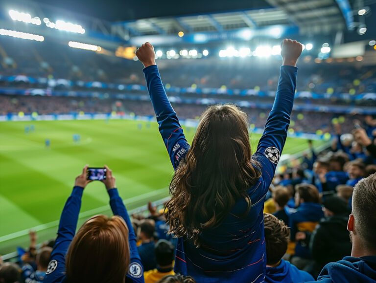 Fans arriving at a World Cup stadium before kickoff