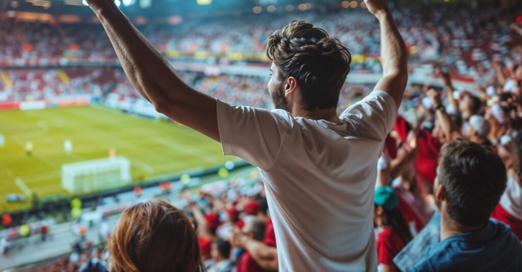 Football supporters celebrating during a World Cup match
